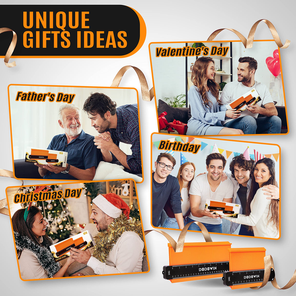 dodowin Contour Gauge Tool, Dad Christmas Gifts for Men Husband, Stocking Stuffers for Adults Men, Super Gauge Shape Outline Tool for Woodworking, dodowin