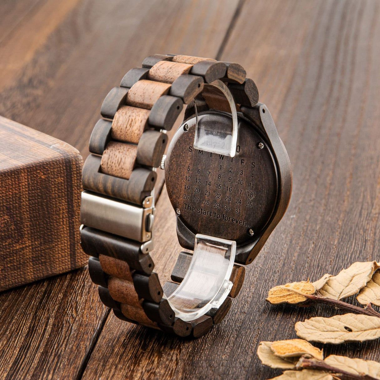LMWOOD Engraved Wood Watch for Men Personalized Wooden Watch Anniversary Birthday Watch for Husband Boyfriend Dad Son with Customized Engraving LMWOOD