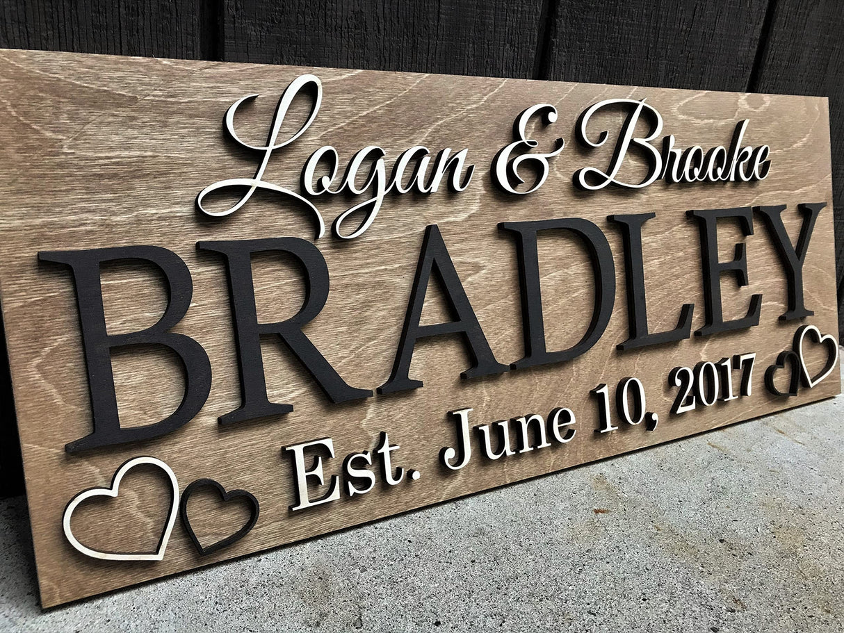Personalized Wedding Gift | Custom Wood Sign | Wooden Last Name Established Sign | Family Name Sign Wooden Sign | Wooden Sign | Anniversary Gift | Generic