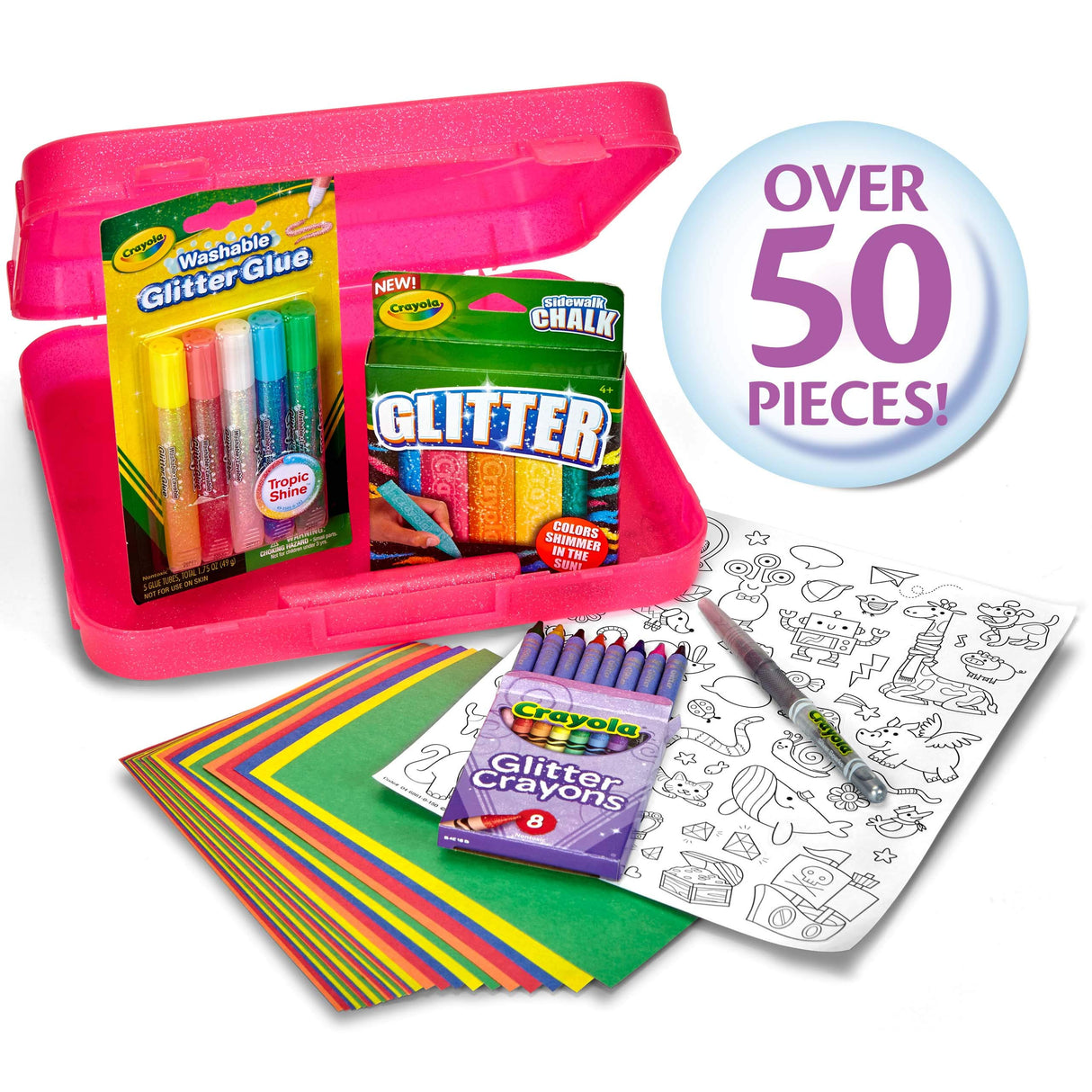 Crayola All That Glitters Art Case Coloring Set, Toys, Gift for Kids Age 5+ Crayola