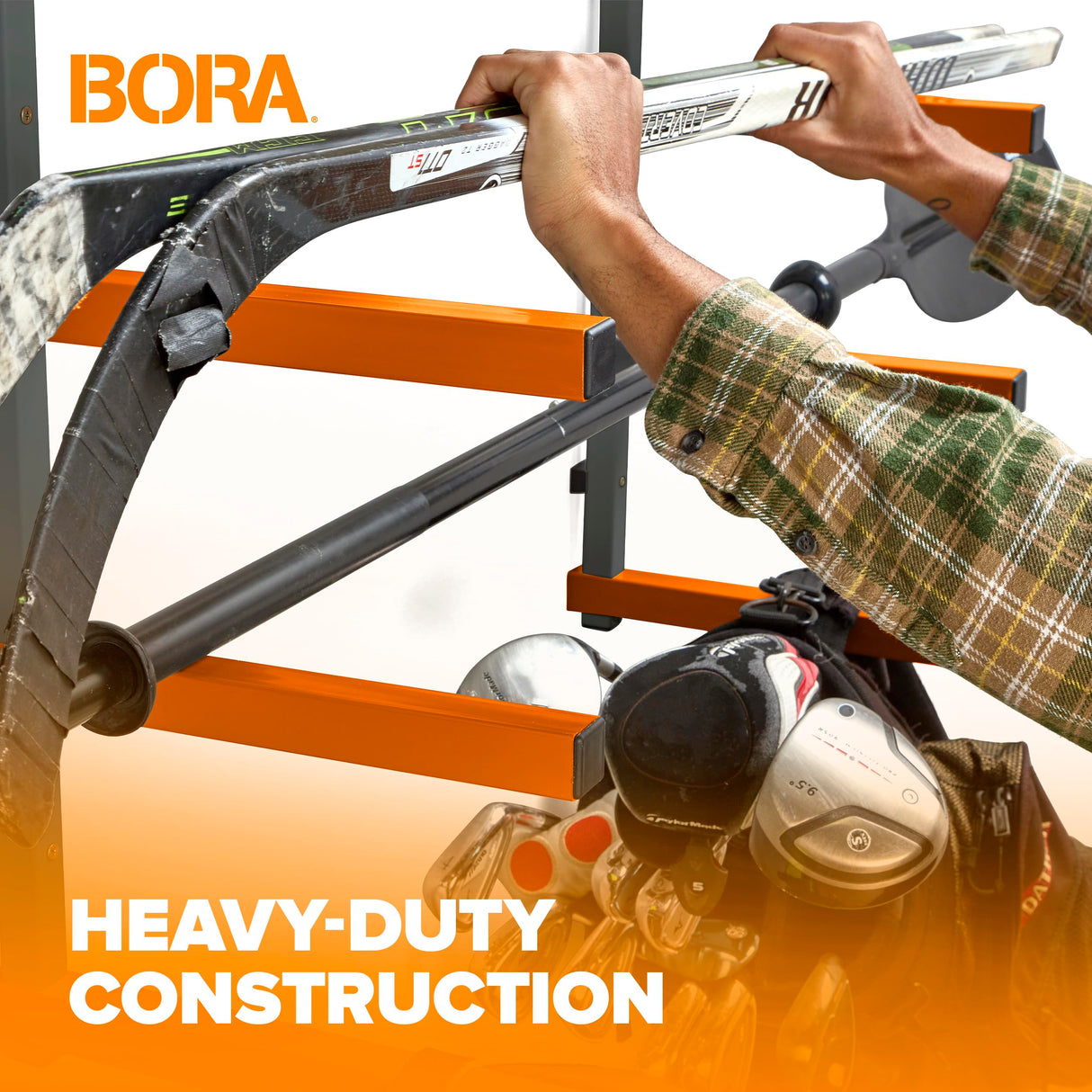 Bora Portamate Wood Organizer and Lumber Storage Metal Rack with 4-Level Wall Mount, Indoor & Outdoor Use PBR-0410 Bora