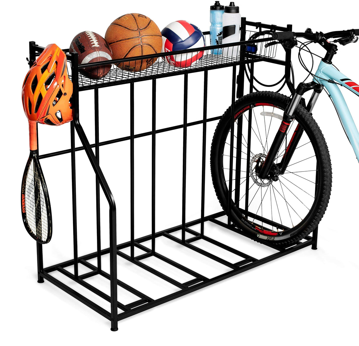 BIRDROCK HOME Garage Bike Storage & Stand | Holds 4 bicycles | Garage Organizer & Sports Storage Station | Black BIRDROCK HOME
