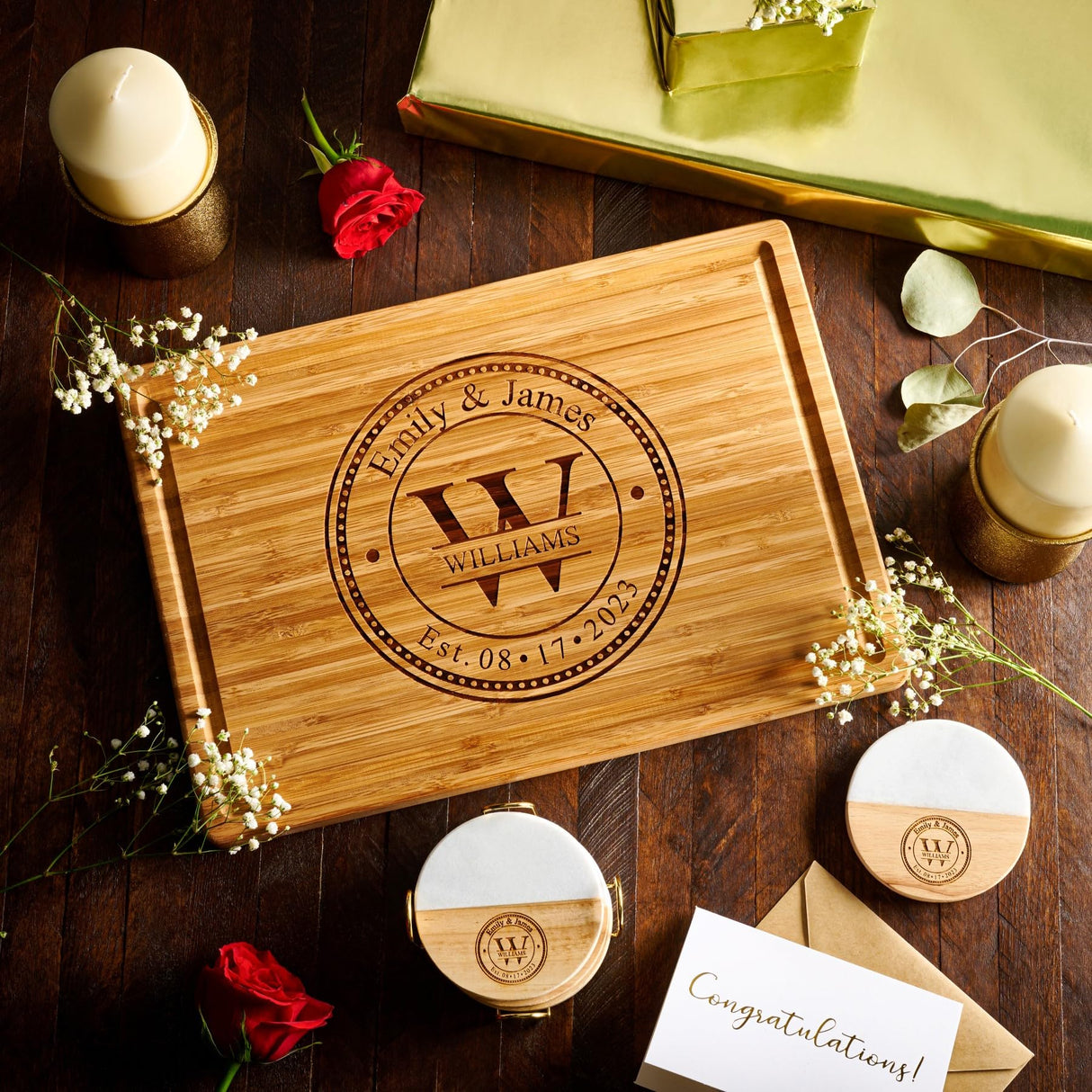 Personalized Cutting Board Valentines Day Gift, Custom Monogram Engraved Charcuterie Board, Anniversary Gift for Couple, Bridal Shower Gift Ideas, GIFTS TO ENGRAVE