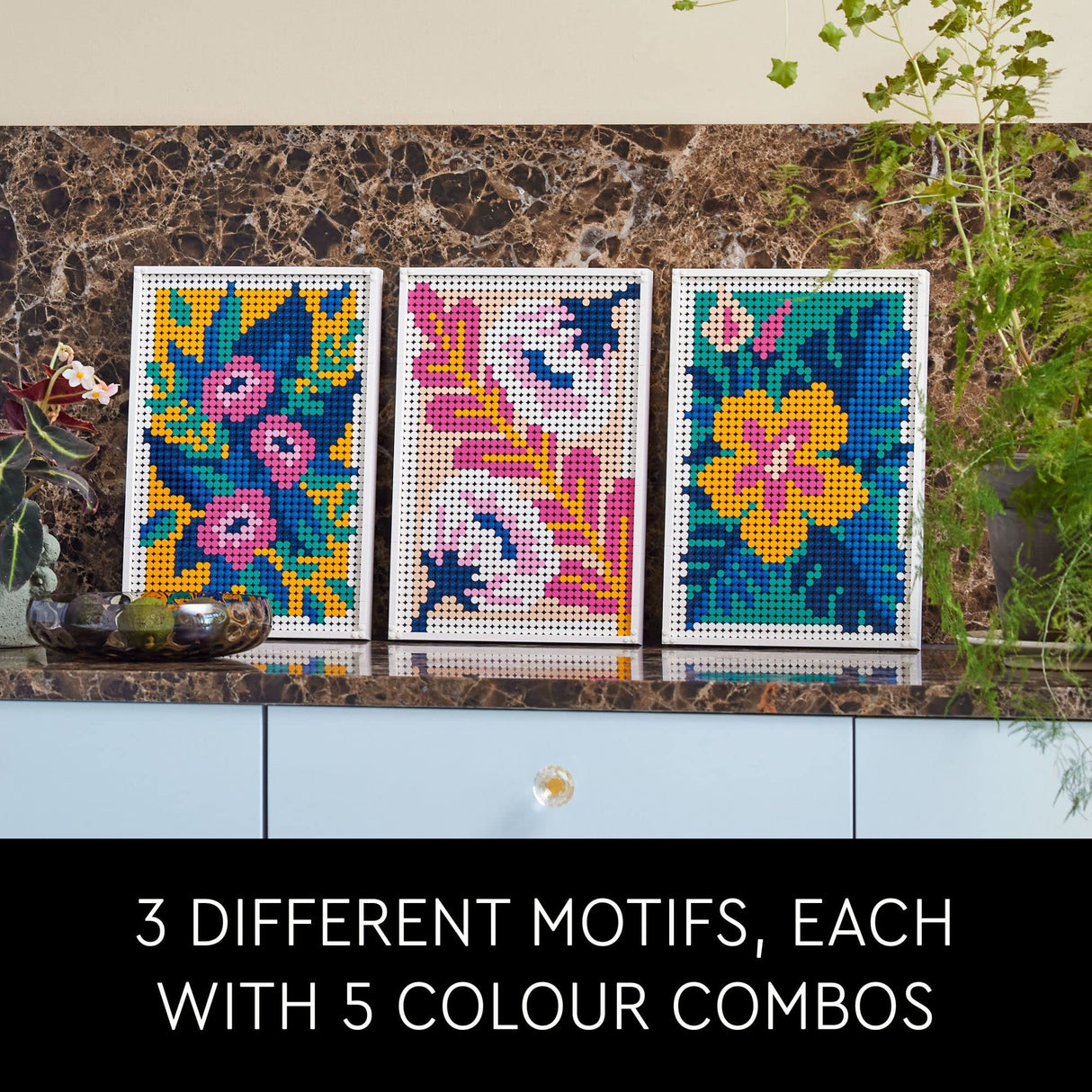 LEGO Art Floral Art 31207, 3in1 Flower Pictures, Wall Art Decoration Building Set, Arts and Crafts Kit, Creative DIY Activity, Beautiful Home Decor, LEGO