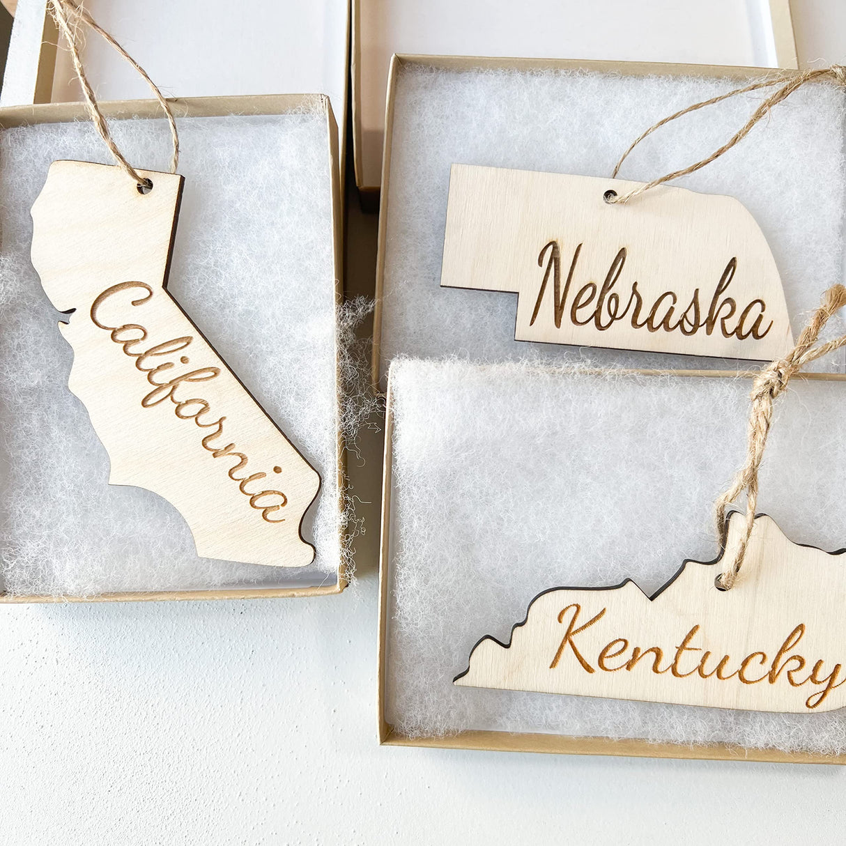 State Christmas Ornaments, Wooden Tree Holiday Decor, Unfinished 2021 Personalized Unique Durable Engraved Shapes (California) WoodArtSupply