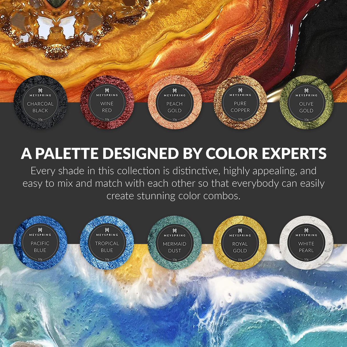 MEYSPRING Two Tone Collection - Mica Powder for Epoxy Resin - New Generation of Epoxy Resin Color Pigment - 100% Mineral, Skin-Safe, and Inert MEYSPRING