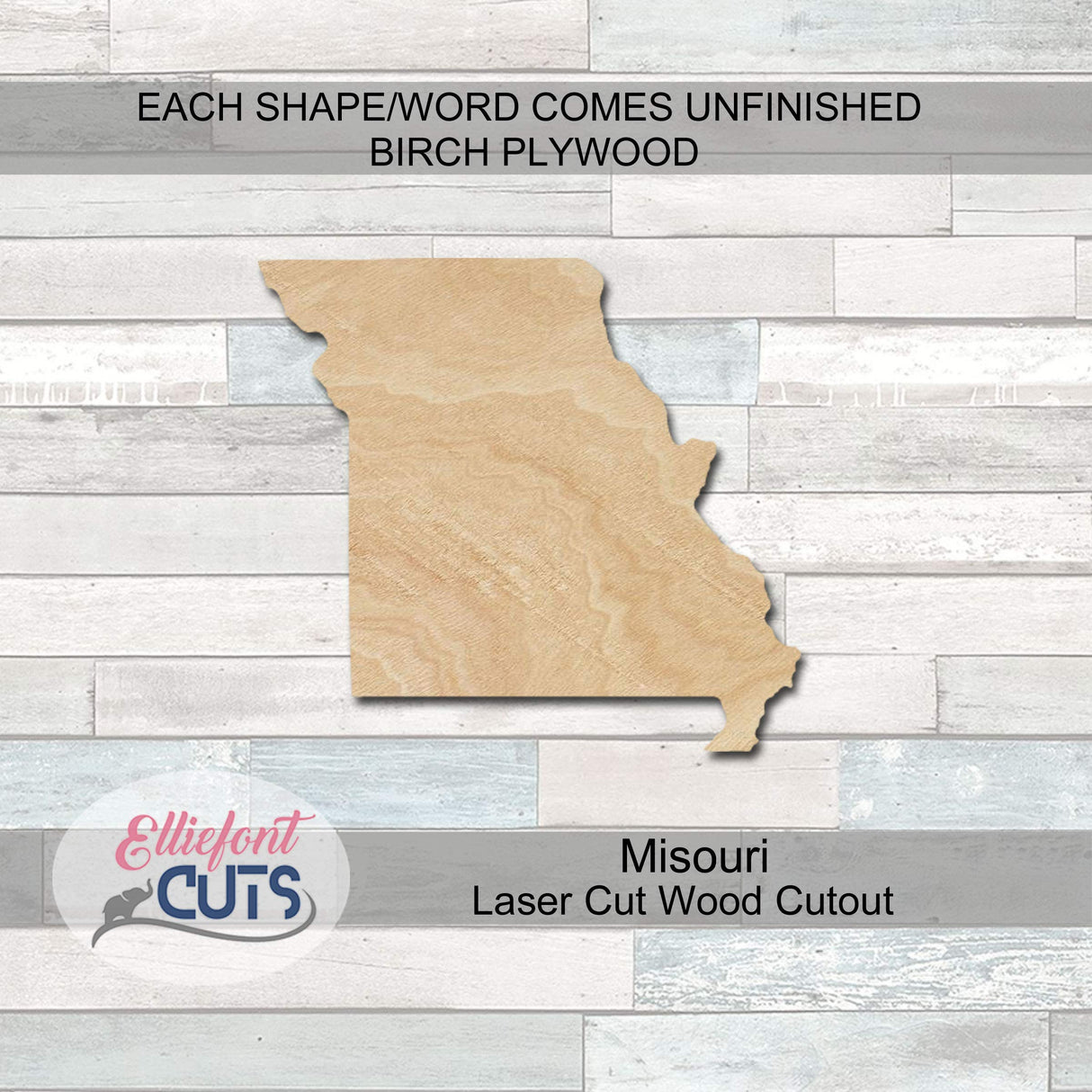 Missouri Wood Cutouts for crafts, Laser Cut Wood Shapes 5mm thick Baltic Birch Wood, Multiple Sizes Available Elliefont Styles