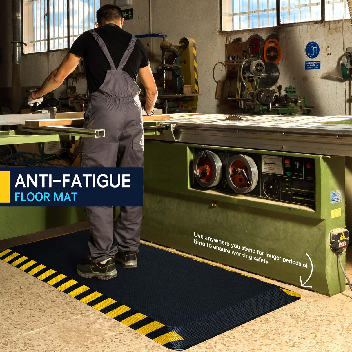 FEATOL Anti Fatigue Mats Industrial, Ergonomic Standing Floor Mat, Work Mats for Standing,Black with Yellow Border Safety Mat 20" x 32"-Standing FEATOL