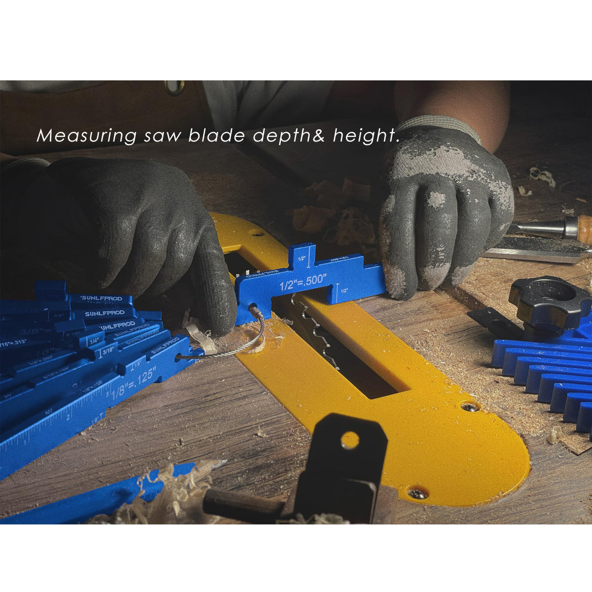 SUNLFPROD Router Table Setup Blocks,7pcs Aluminum Precision Router Table Setup Bar, Height Gauge, Setup Table Saw Angle Router Set Up Bar for SUNLFPROD