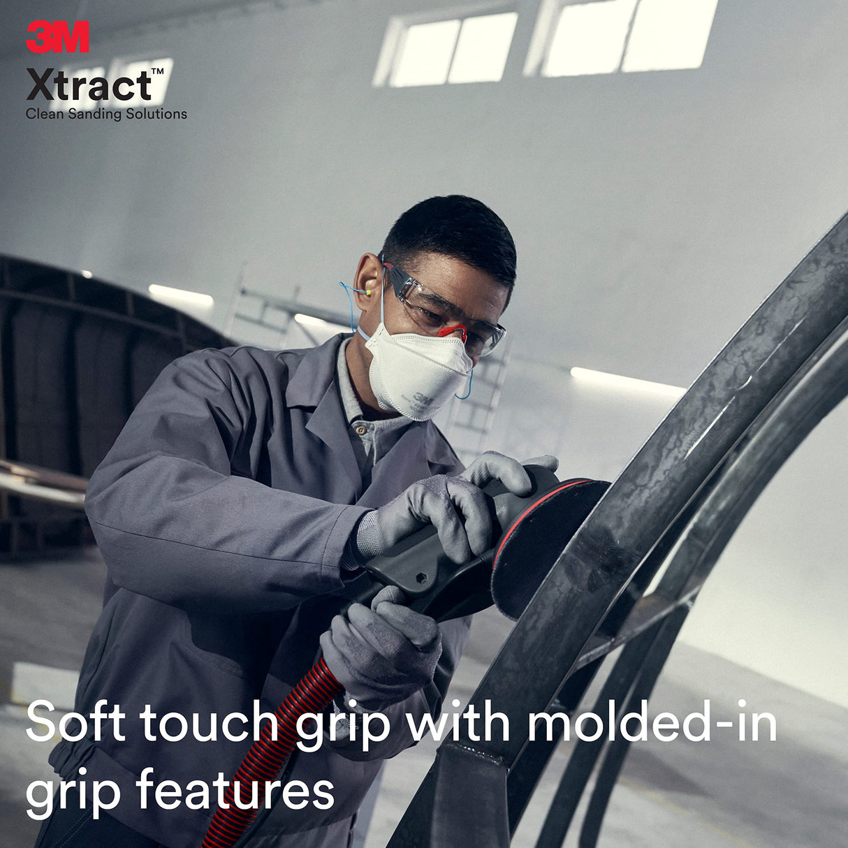 3M Xtract Electric Random Orbital Sander, Ergonomic and Lightweight ROS, 88758, 5 in, Central Vacuum, 3/16 in Orbit, 110V, 350W Motor, Metal Xtract