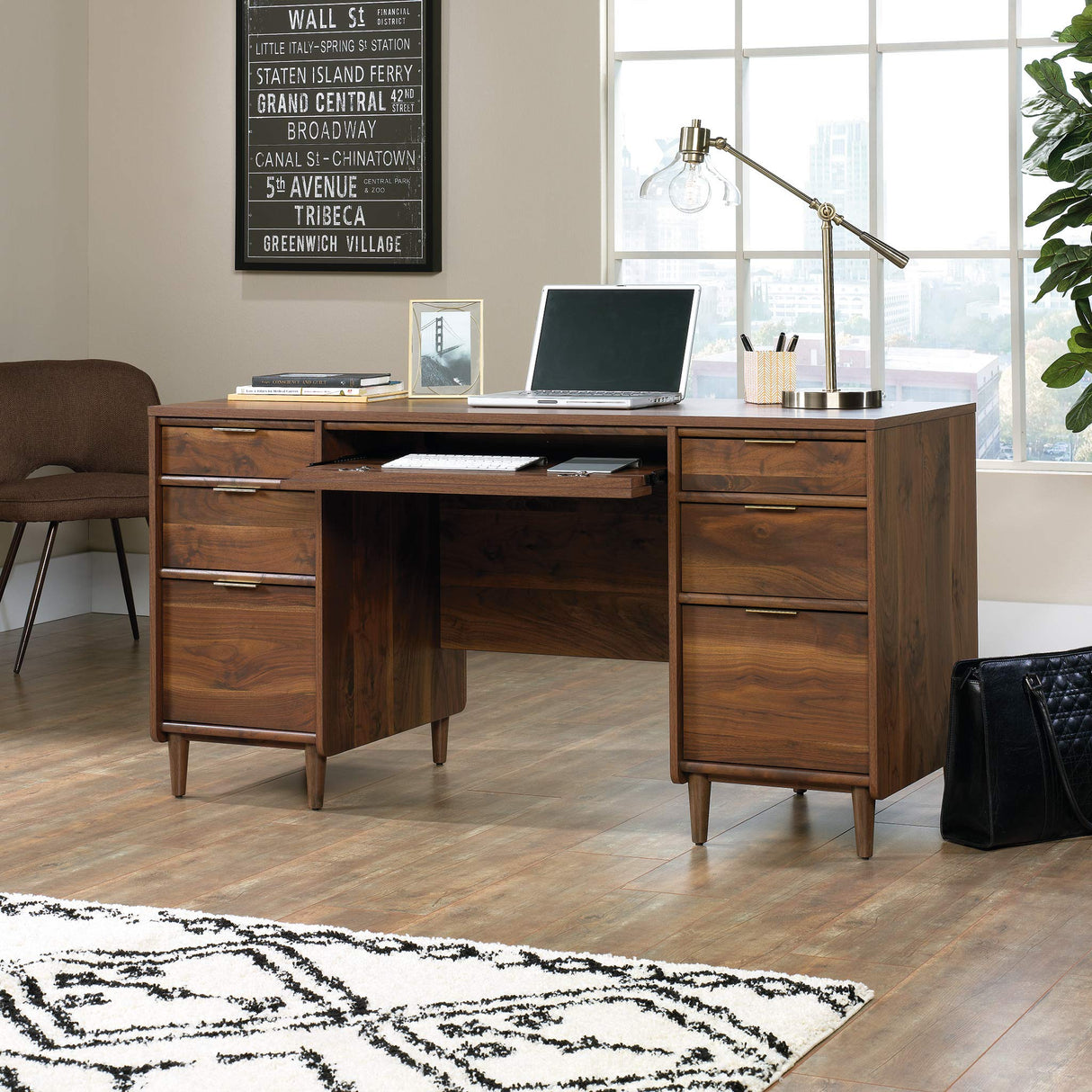 Sauder Clifford Place Executive Desk, Grand Walnut finish Sauder