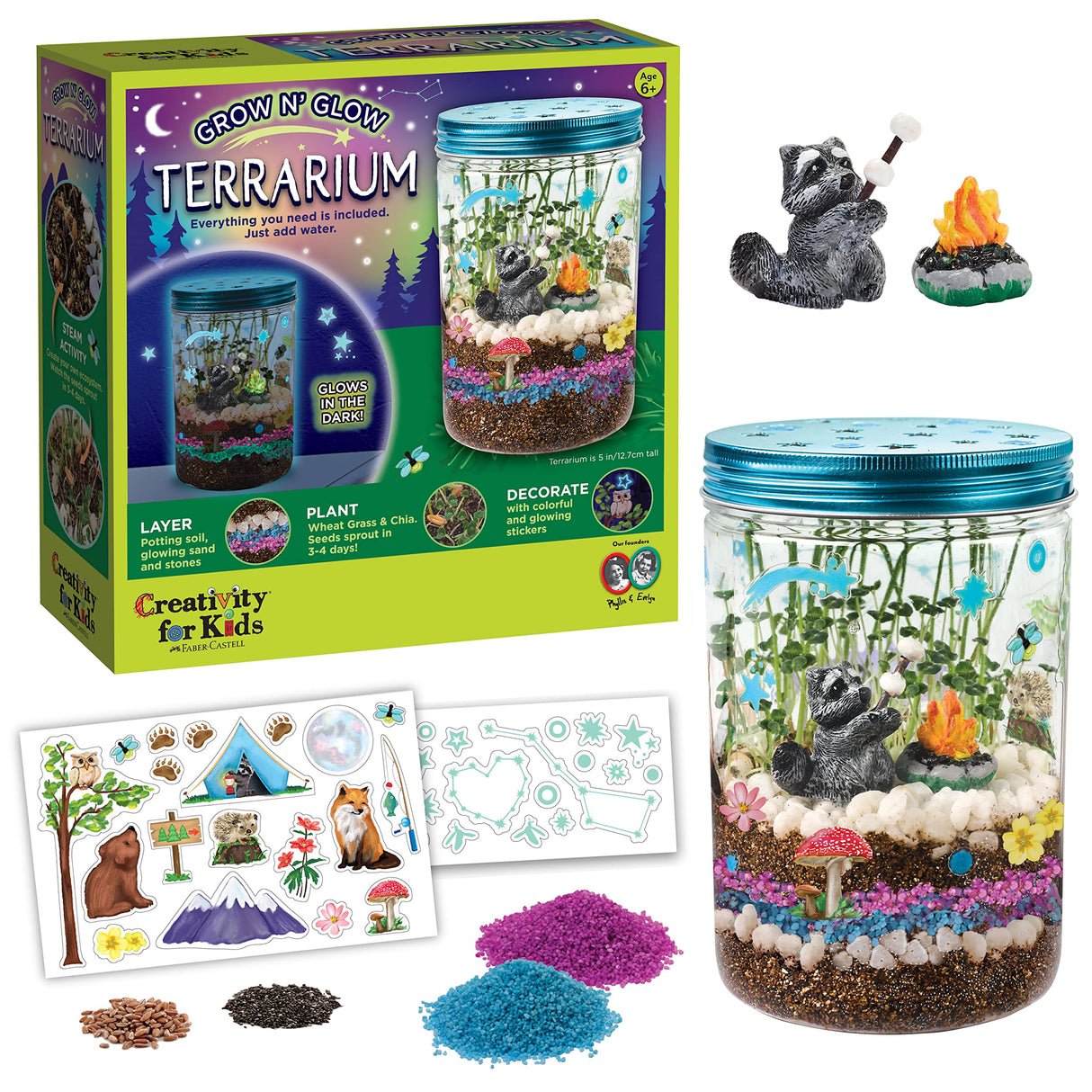 Creativity for Kids Grow 'N Glow Terrarium Kit for Kids - Educational Science Kits Ages 6-8+, Kids Gifts for Boys and Girls, Craft and STEM Projects Creativity for Kids