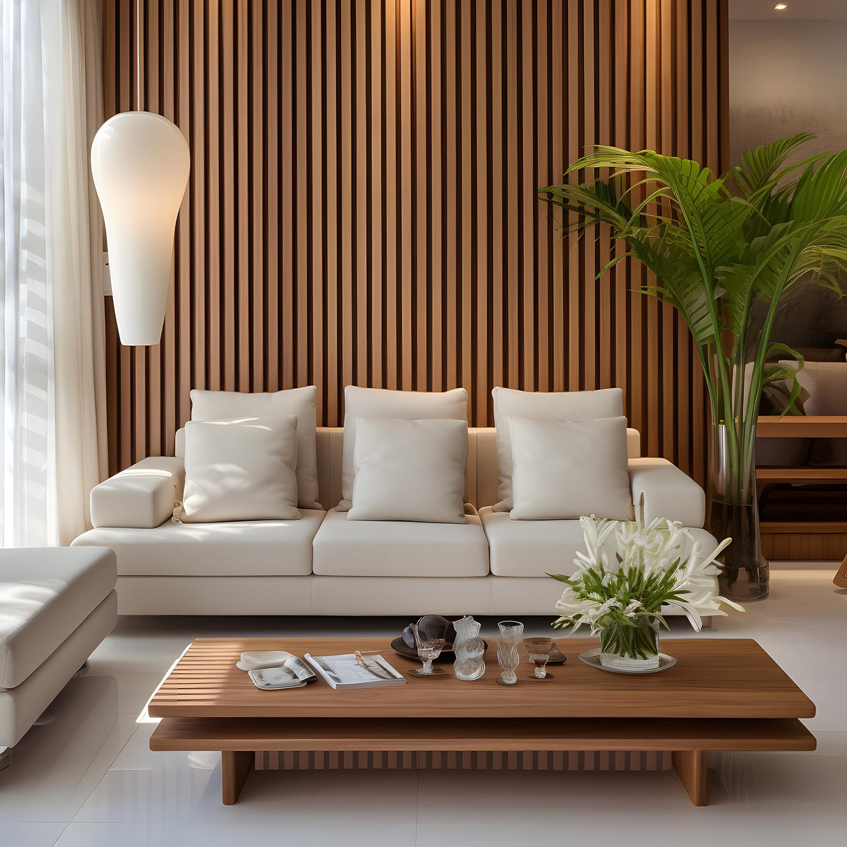 Mollywell Wood Slat Wall Panel, Easy Installation, Versatile, Enhanced Acoustic Design, Suitable for Living Room, Bedroom, Kitchen & Offices (2 Pcs, Mollywell