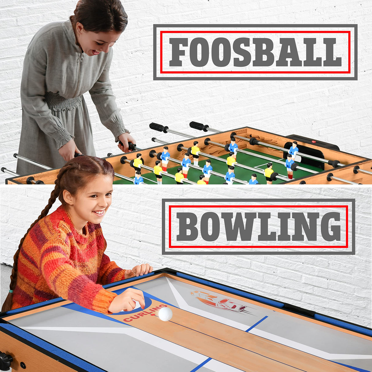 SereneLife Space Saving 5in1 Folding Multi Game Table,40”Full Size Combo Sports Arcade Game with Foosball Soccer,Ping Pong,Pool Billiards,Bowling & SereneLife