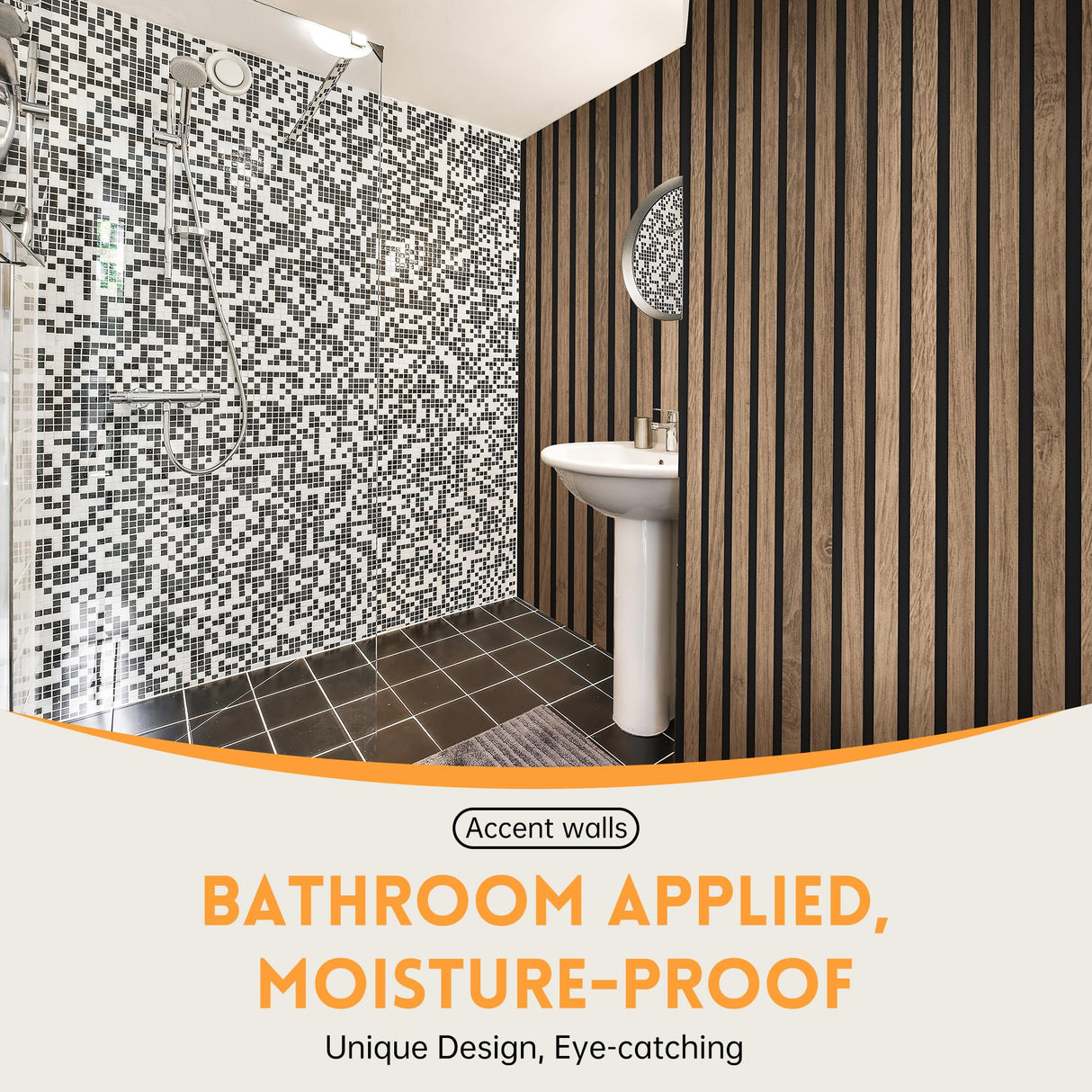 RITOLLO Wood Slat Wall Panel | 4 Pcs Soundproof Wall Panels 48" x 24.5" Wood Wall Panels 3D Sound Dampening Panels Wall Decoration - Walnut RITOLLO