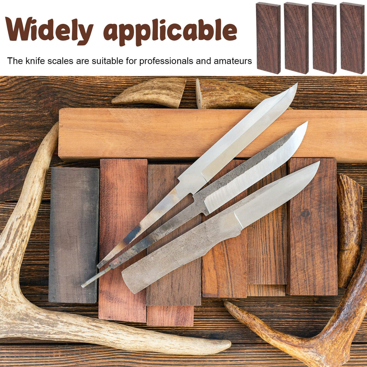 Sasylvia 4 Pcs Black Ebony Lumber Wood Timber Handle Plate Natural Wood Knife Handle Scales Knife Scales Lumber Blank for DIY Music Instruments Tools Sasylvia