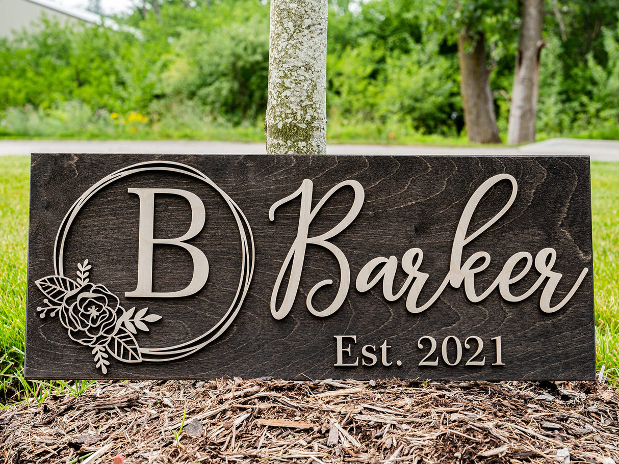 Personalized Wedding Gift | Custom Wood Sign | Wooden Last Name Established Sign | Family Name Sign Wooden Sign | Bridal Shower Gift | Anniversary Laser Woodworker