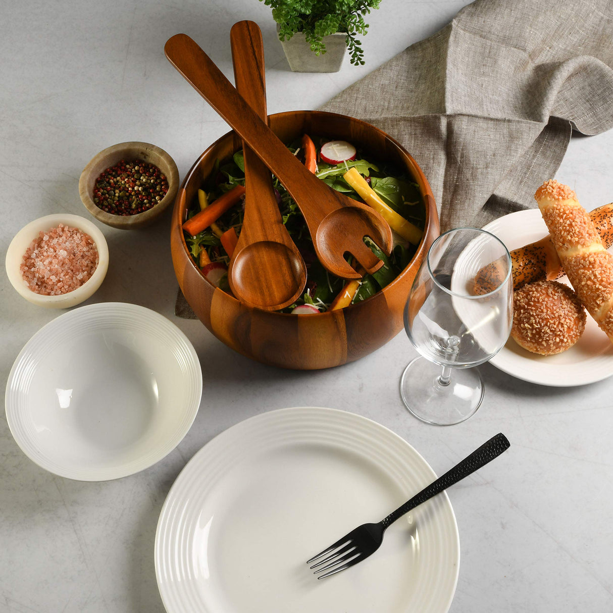 Gibson Home Laurel Acacia Wood Salad Bowl Set, 3 - Piece, Acacia Wood Gibson Home