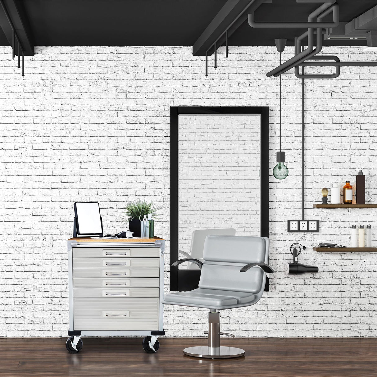 Seville Classics UltraHD Heavy Duty Rolling Cabinet Workbench Table w/Solid Wood Top Workstation for Garage, Office, Workshop, 6-Drawer (28" W x 25" Seville Classics