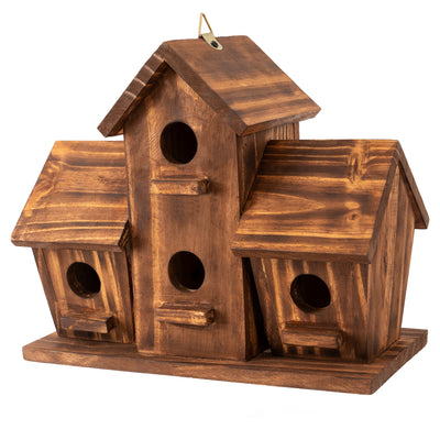 COLEBA Bird Houses for Outside, Outdoor 4 Hole Bird House Room for 4 Bird Families Bluebird Finch Cardinals Hanging Birdhouse for Garden