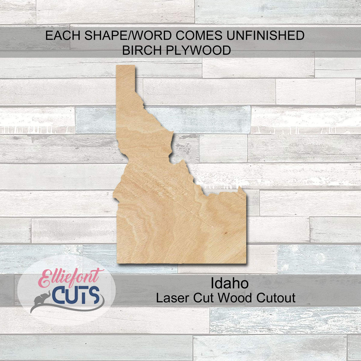 Idaho Wood Cutouts for crafts, Laser Cut Wood Shapes 5mm thick Baltic Birch Wood, Multiple Sizes Available Elliefont Styles