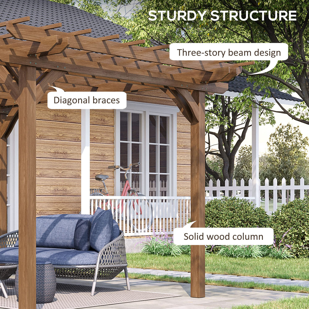 Outsunny 12' x 10' Outdoor Pergola, Wood Grape Gazebo for Climbing Plant Support, Garden, Patio, Backyard, Deck, Brown Outsunny