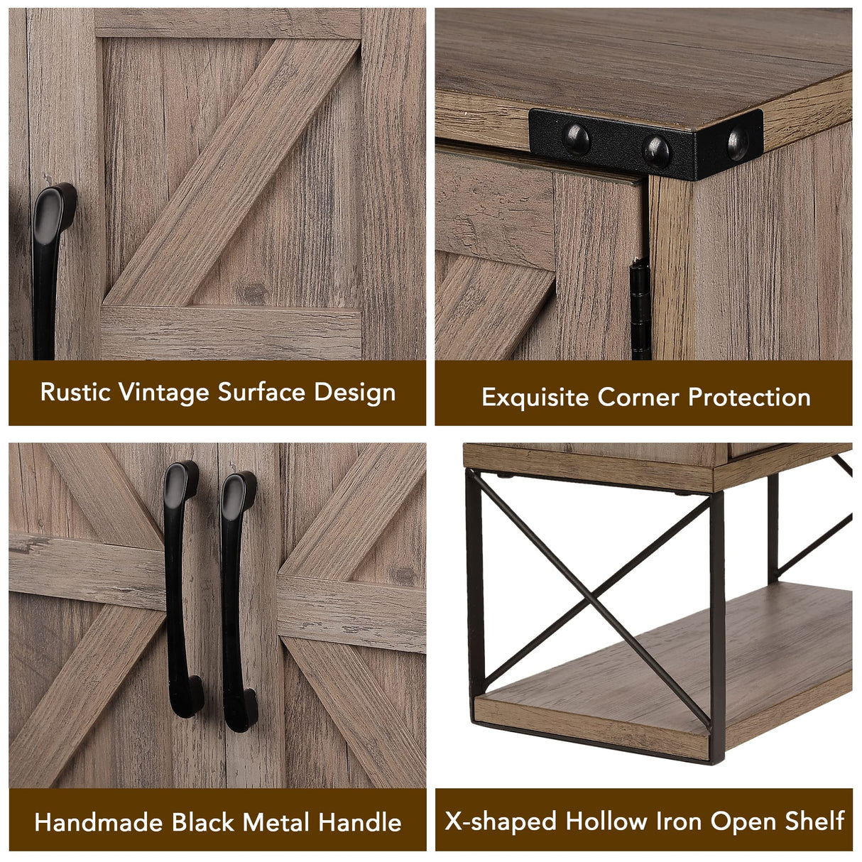 RUSTOWN Farmhouse Rustic Medicine Cabinet with Two Barn Door,Wood Wall Mounted Storage Cabinet with Adjustable Shelf and Towel Bar, 3-Tier Cabinet RUSTOWN