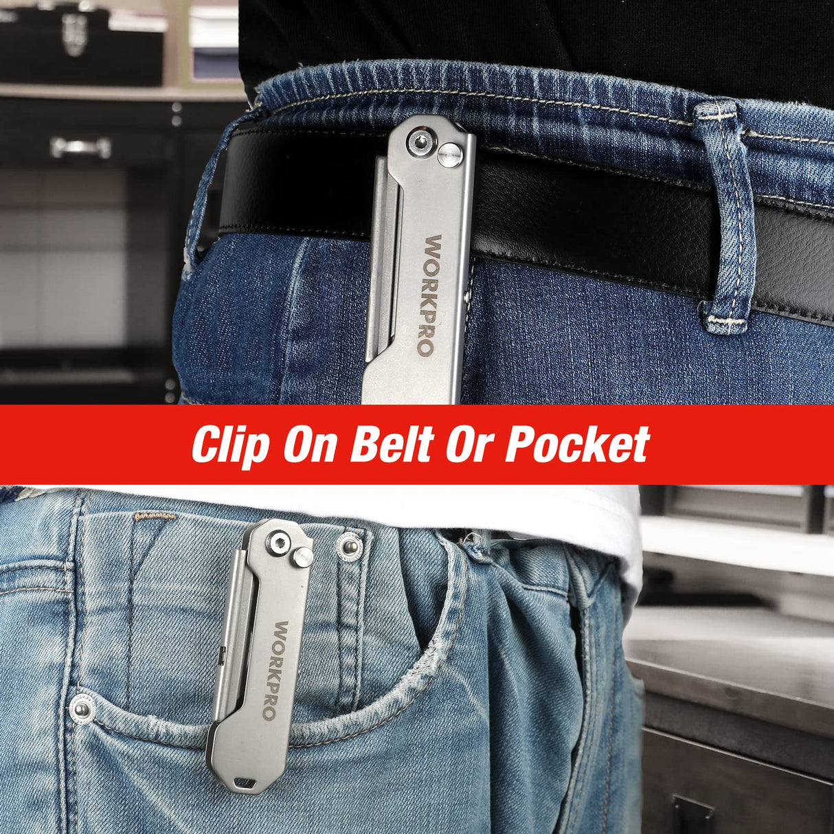 WORKPRO EDC Folding Utility Knife, Mini Box Cutter with Quick Open Axis Lock, Quick Change Blade Razor Knife, Foldable Small Pocket Knife with Belt WORKPRO