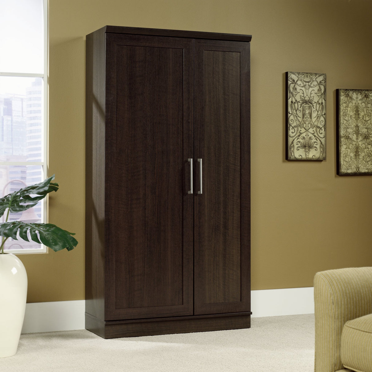 Sauder HomePlus Storage Pantry cabinets, L: 35.35" x W: 17.01" x H: 71.18", Dakota Oak finish Sauder