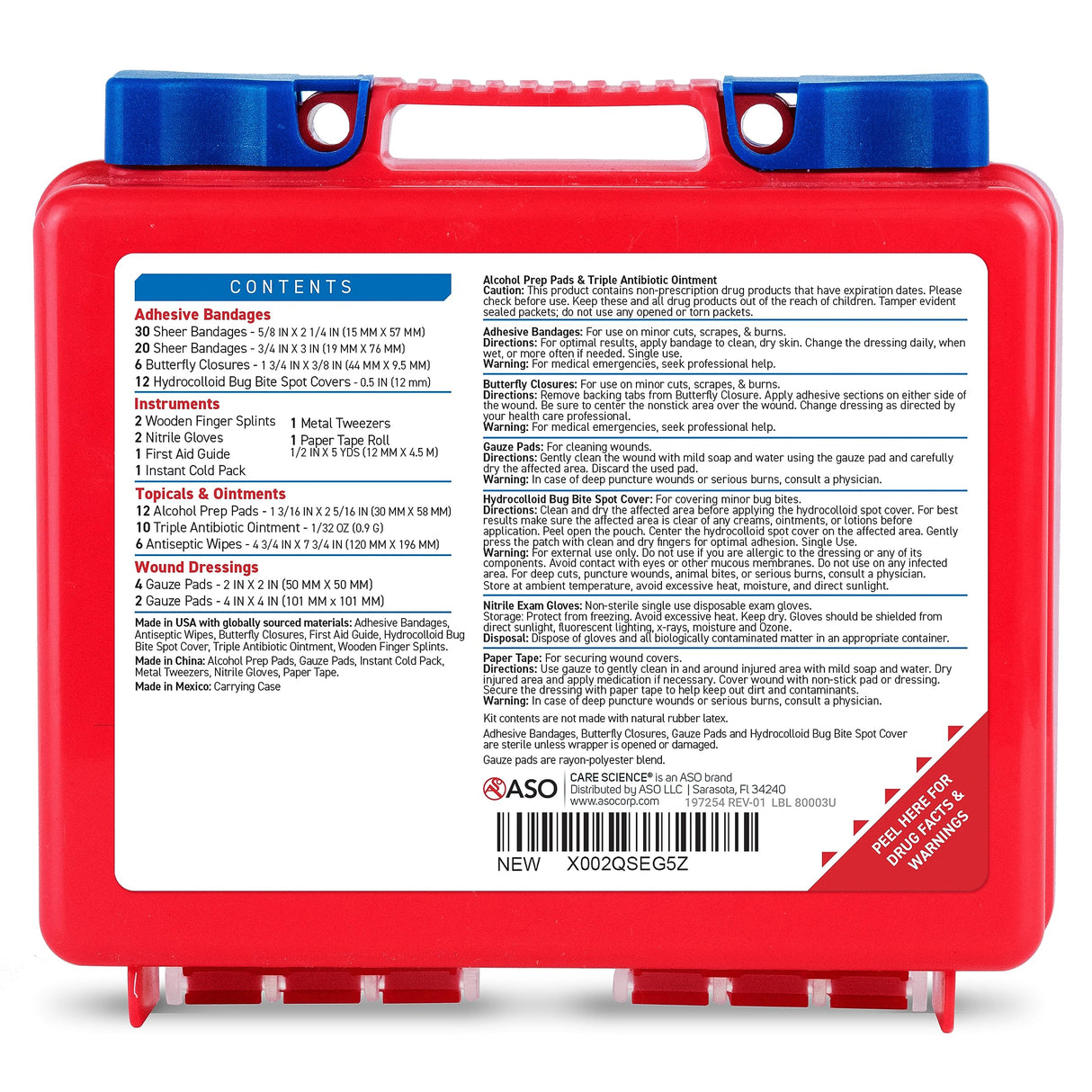 Care Science First Aid Kit, 110 Pieces | Professional Use for Travel, Work, School, Home, Car, Survival, Camping, Hiking, and More Care Science