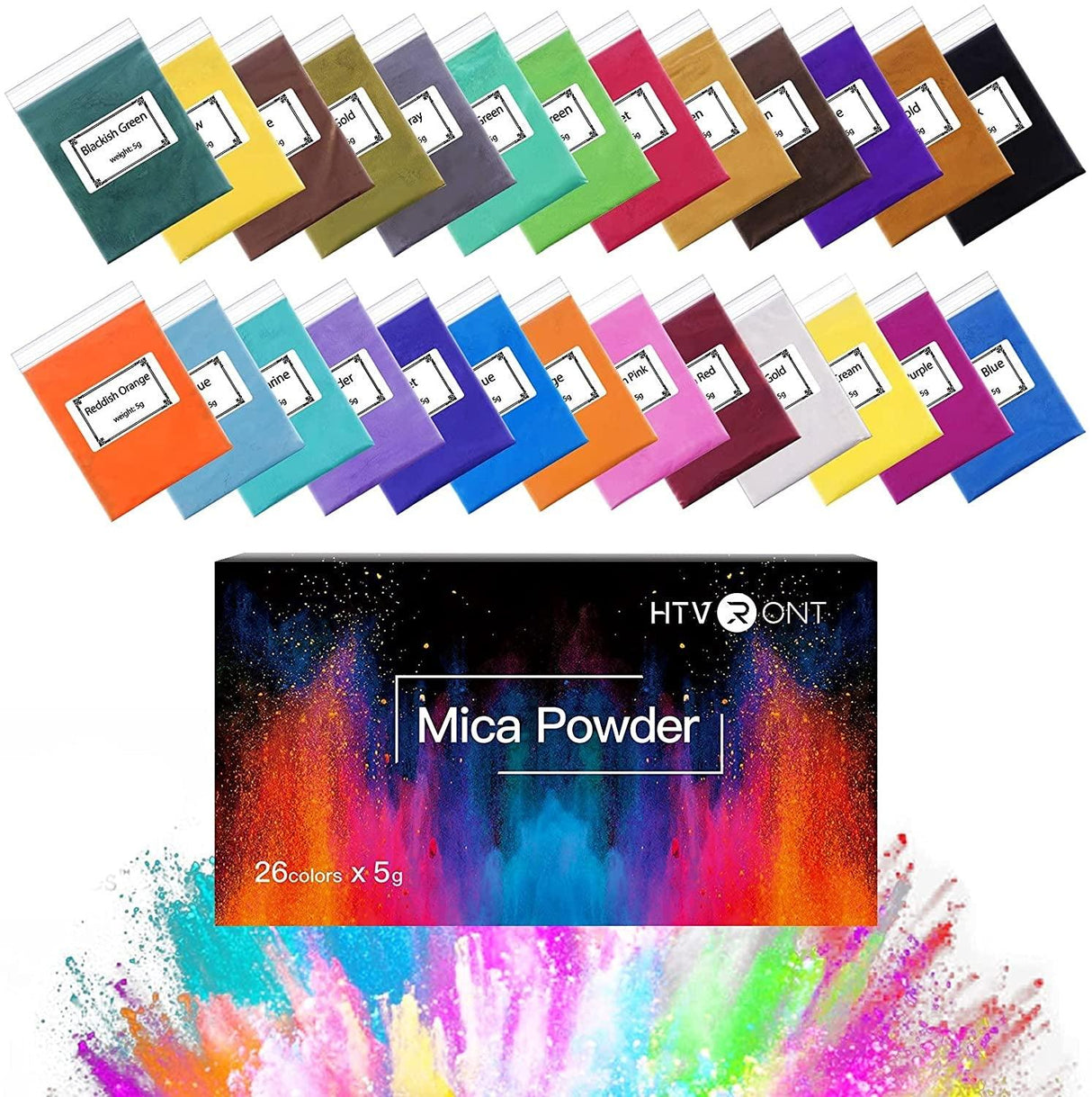 Mica Powder for Epoxy Resin 130G - 26 Colors Shimmery Pigment Powder - Easy to Mix & Natural for Soap Making, Lip Gloss, Bath Bombs WoodArtSupply