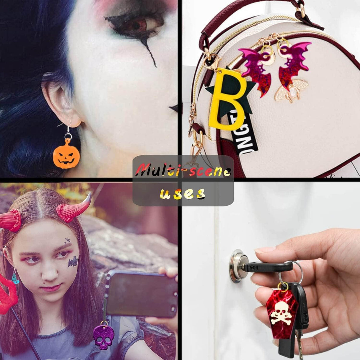 82 PCS Halloween Earring Resin Molds with Hole, 10 Pairs Halloween Silicone Molds with 40 Earring Hooks Skull Pumpkin Bat Spider Earring Epoxy Resin WoodArtSupply