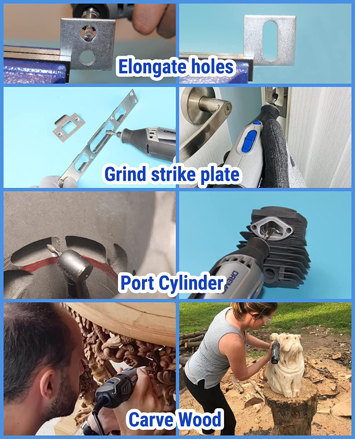 Carbide Burr Set Compatible with Dremel 1/8" Shank 20PCS Die Grinder Rotary Tool Rasp Bits Wood Carving Accessories Attachments Cutting Burrs Metal WoodArtSupply