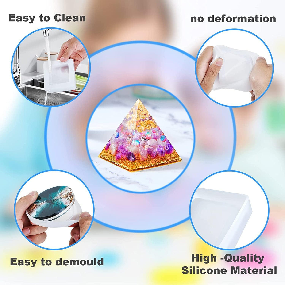 Resin Molds Silicone Kit 20Pcs,Epoxy Resin Molds Including Sphere,Cube,Pyramid,Square,Round, Used for Create Art,Diy,Ash Trays,Coasters,Candles.Bonus WoodArtSupply