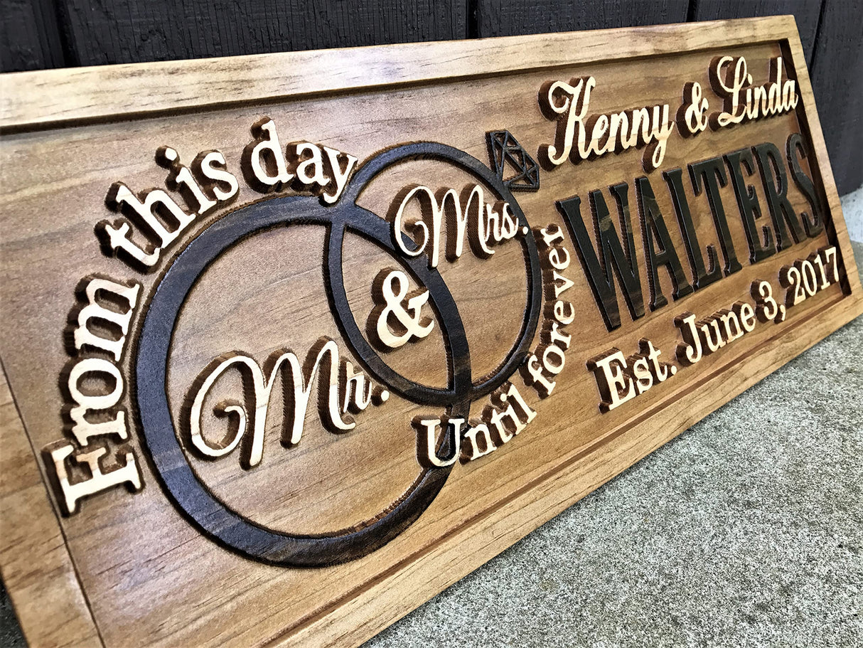Mr and Mrs Sign | Wood Wedding Gift | Wooden Bridal Shower Gift | Custom Engagement Sign | Established Marriage Decor | Personalized Couple Gift | 3D Woodworker