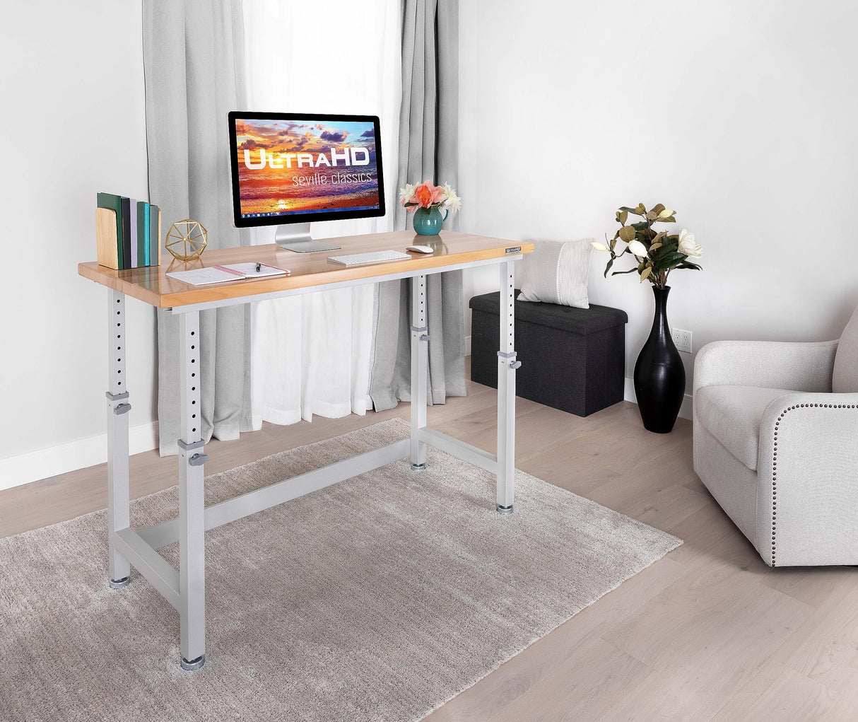 Seville Classics UltraHD Heavy Duty Workbench Table w/Solid Wood Top, 1000 lbs. Weight Capacity Workstation for Garage, Warehouse, Workshop, Granite, Seville Classics