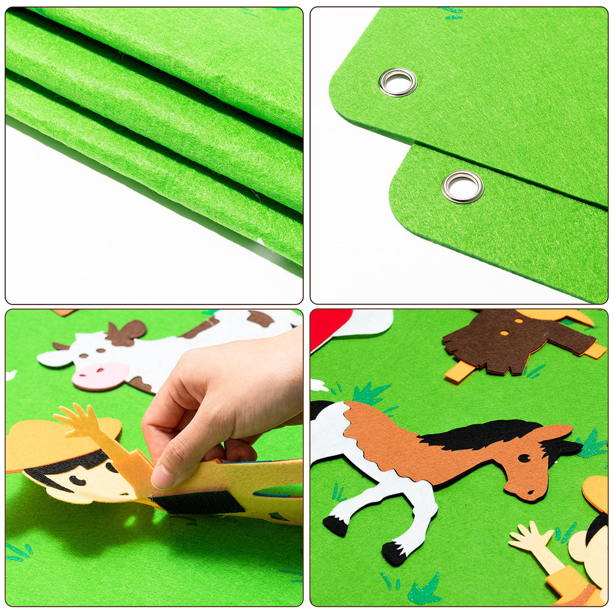 WATINC Farm Animals Felt Story Board Set 3.5Ft 38Pcs Preschool Farmhouse Themed Storytelling Flannel Barnyard Domestic Livestock Early Learning WATINC