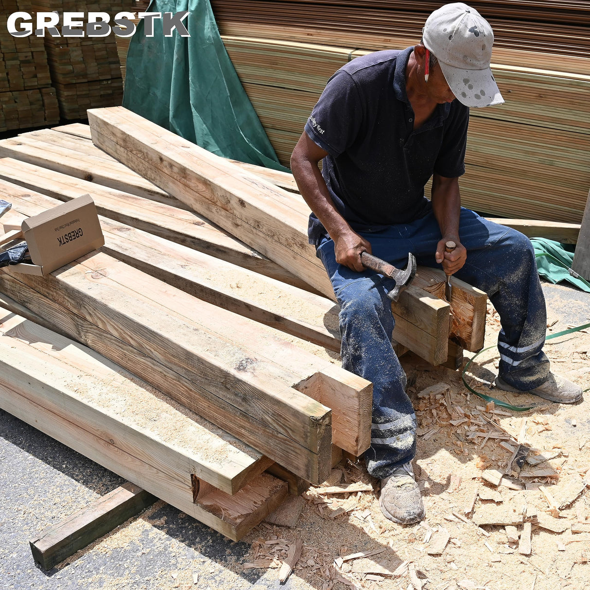 GREBSTK Professional Wood Chisel Set with Oxford Bag for Woodworking, CR-V Steel Chisel, Comfortable Beech Handle Wood Chisel, 4 Piece GREBSTK