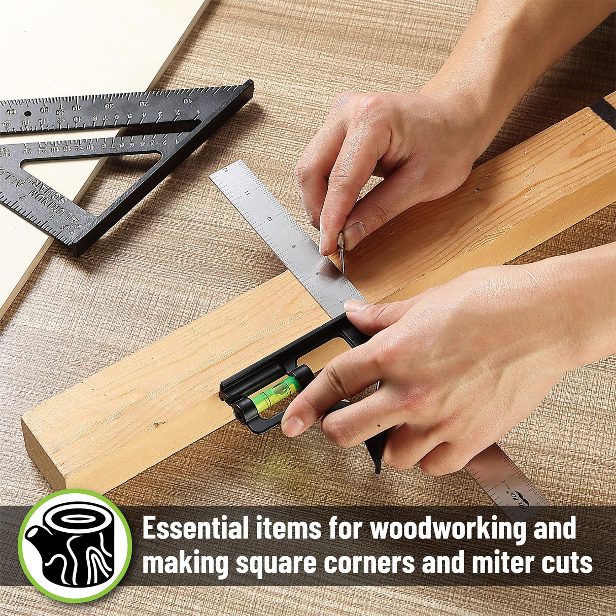 Mr. Pen- Rafter Square and Combination Square Tool Set, Black, 7" Square, 12" Aluminum Carpenter Square, Framing Square, Square Tool, Woodworking Mr. Pen