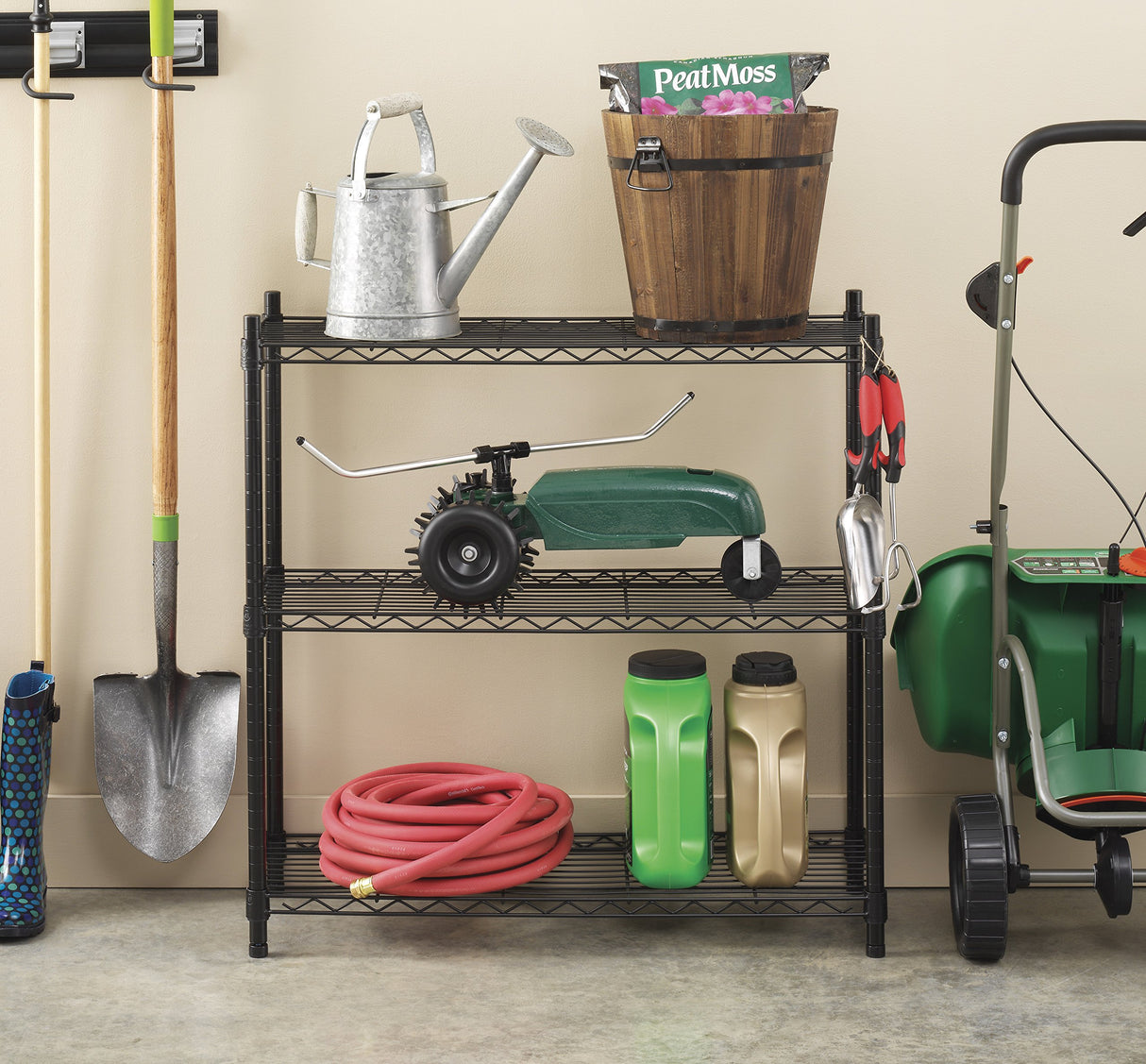 Whitmor 350 Capacity Per Shelf Adjustable Shelving with Leveling Feet, Black, 3 TIER(Supreme) Whitmor