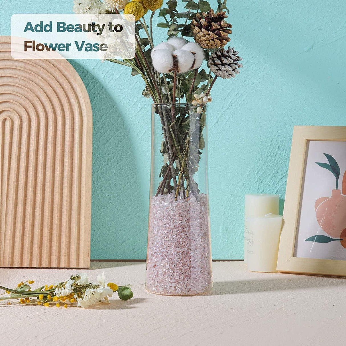 Tumbled Chips Stones Crushed Crystal Quartz 1 LB, Irregular Shaped Gravel Pebble Healing Stone, DIY Smoothed Rocks for Potted Plant,Resin Art,Vase WoodArtSupply