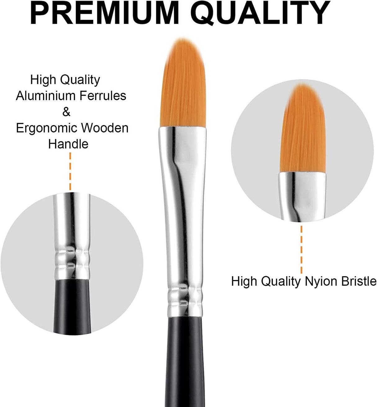 Paint Brush Set, 10 Pcs round Pointed Tip, Small Nylon Hair Brushes for Acrylic, Watercolor WoodArtSupply