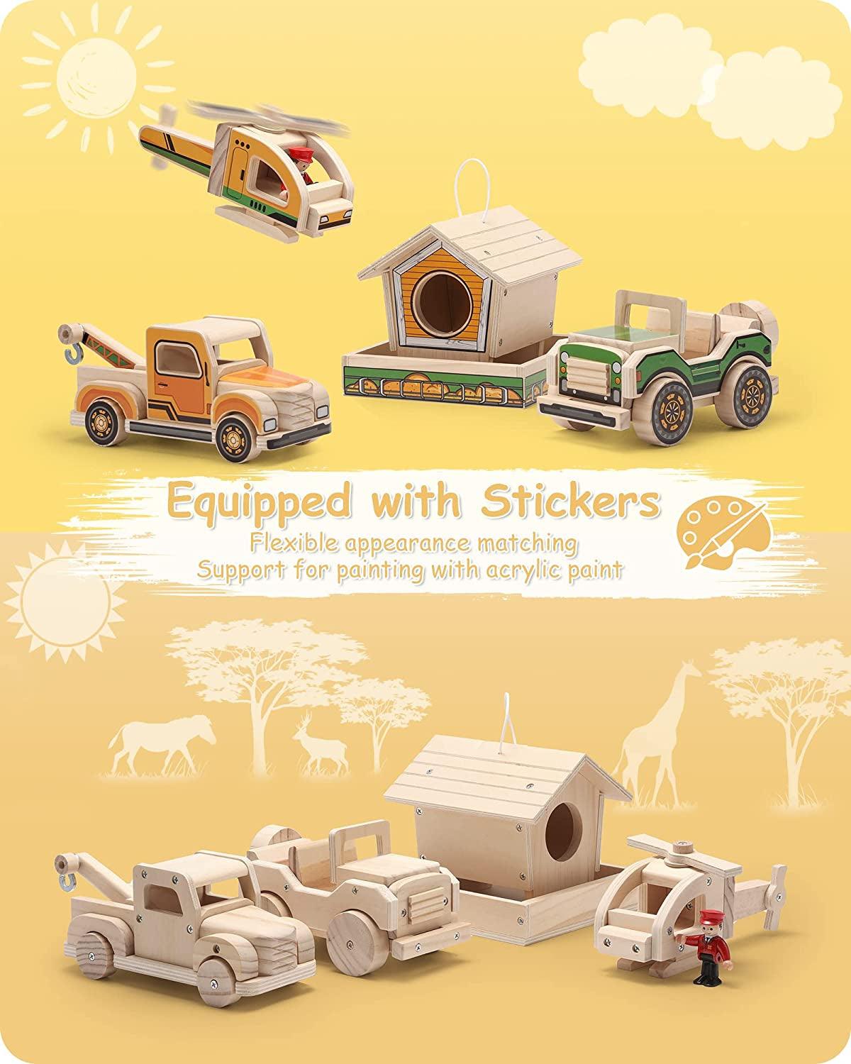 Woodworking Building Kit, 4-In-1 Kids STEM Projects Set, DIY Wood Crafts Assembly WoodArtSupply