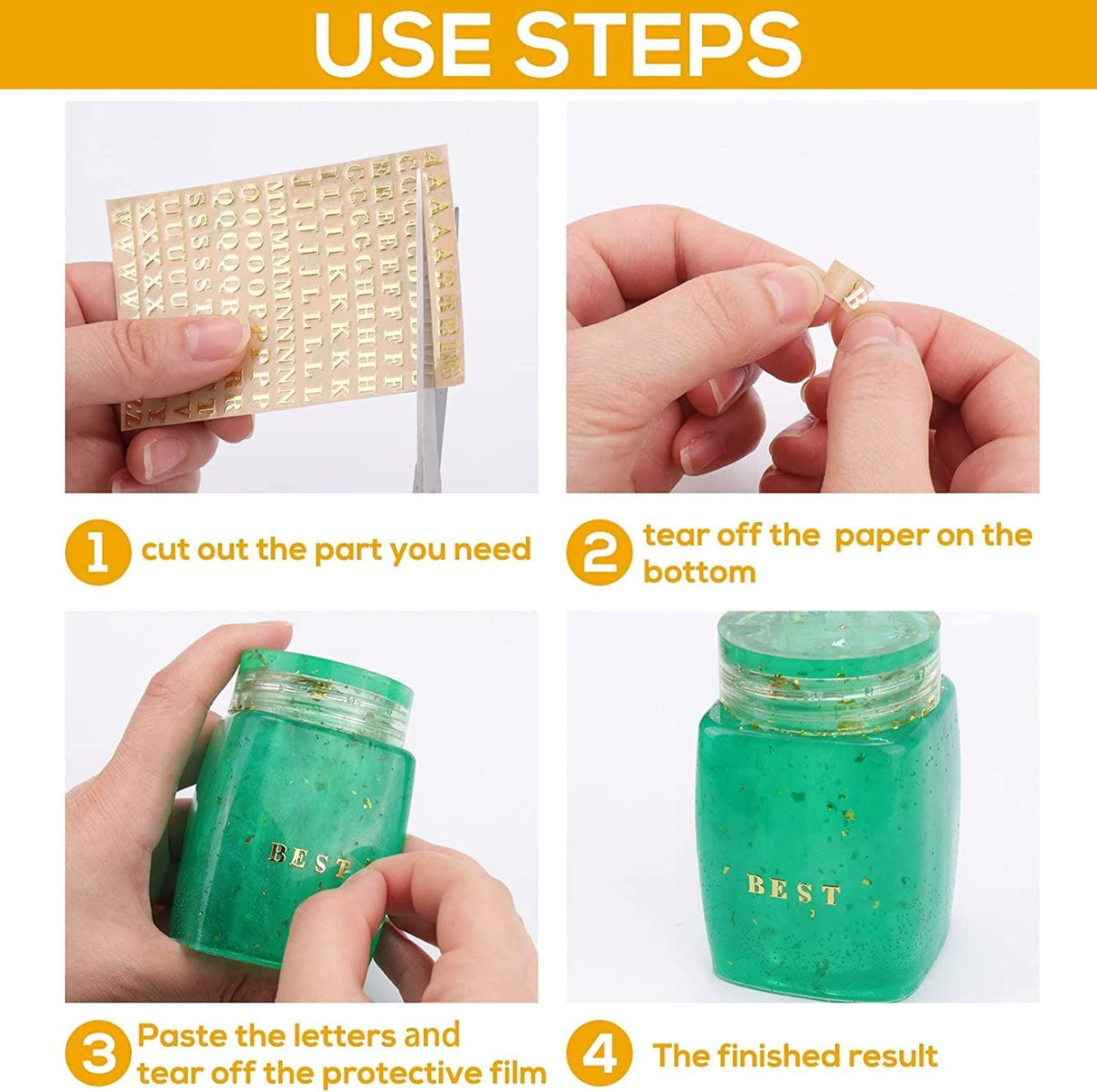 Letter Resin Stickers, Small Letter Stickers for Resin Scrapbook Supplies, Alloy Alphabet Number Stickers, Self Adhesive, Glitter Gold and Silver, WoodArtSupply