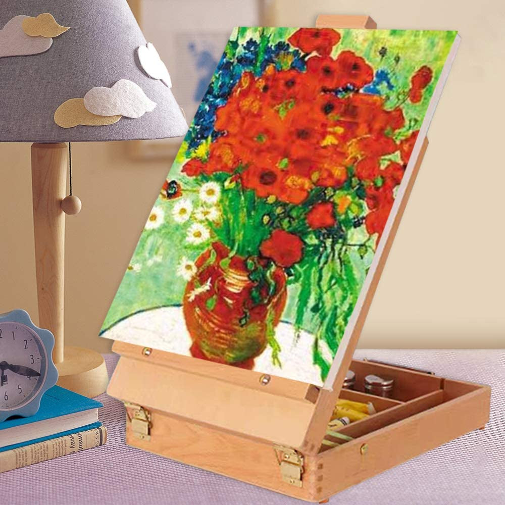 Premium Sketchbox Desktop Art Easel, Tabletop, Wooden for Painting, Student, Artist, Beginner WoodArtSupply