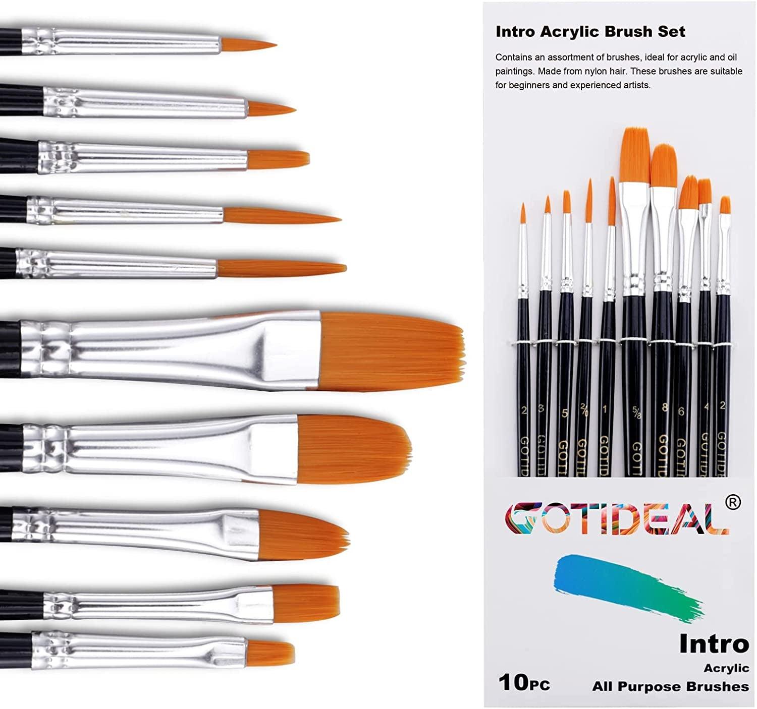 10Pcs/set Nylon Artist Paint Brush Professional Watercolor Acrylic