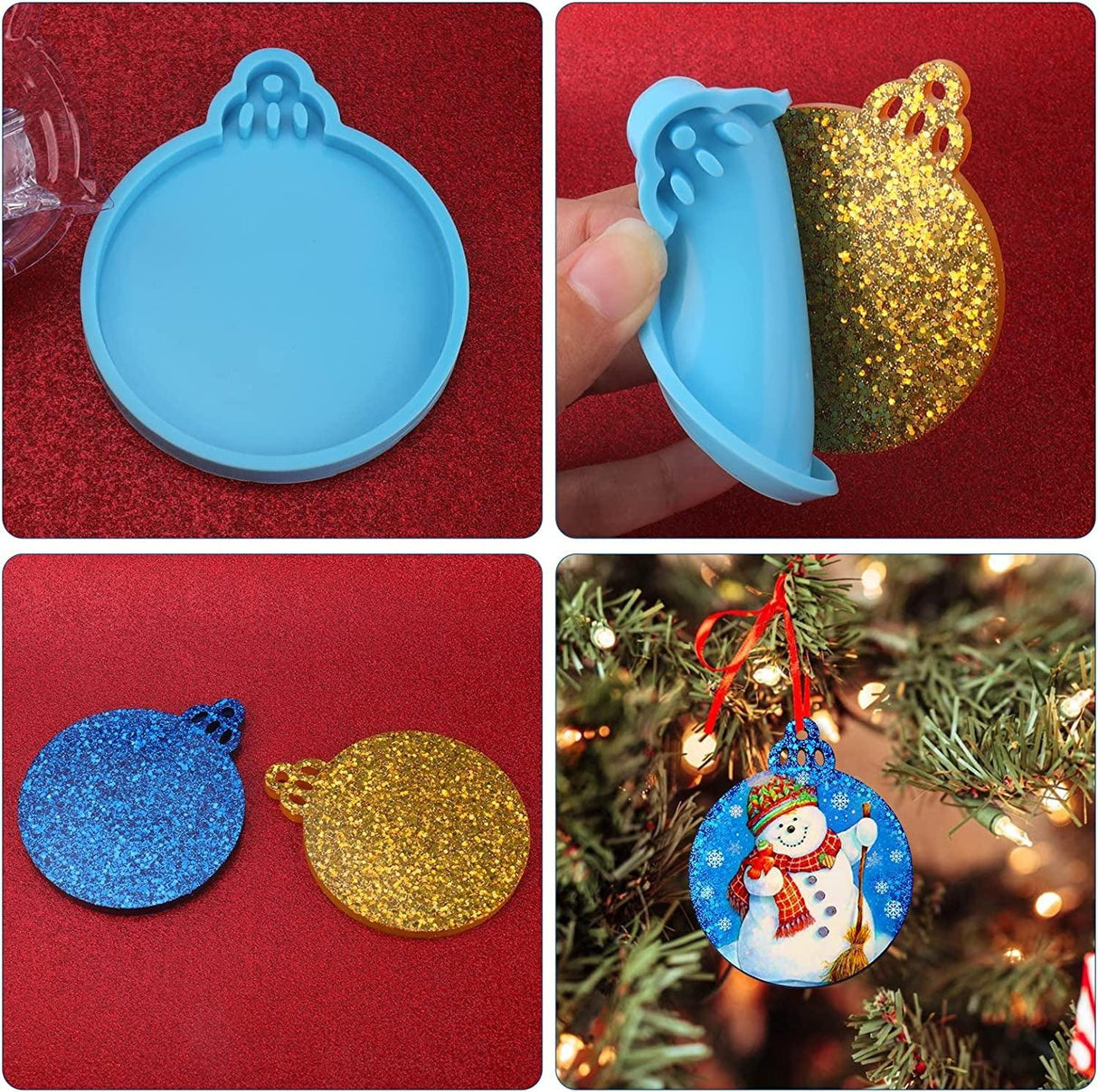 Christmas Resin Molds Silicone, 4 Pcs Christmas Ornaments round Shape Pendant Epoxy Resin Molds, DIY Crafts Jewelry Keychain Making Christmas WoodArtSupply