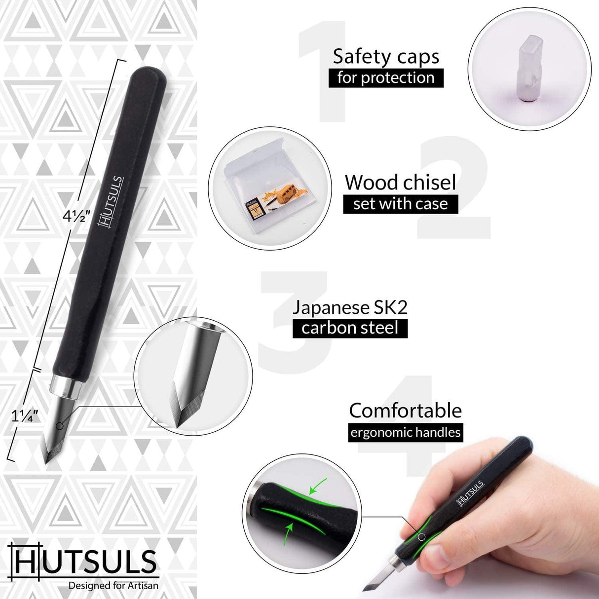 Wood Carving Tools Set - Easy to Use 12 Pcs Mini Wood Chisel Beginner Wood Carving Kit WoodArtSupply