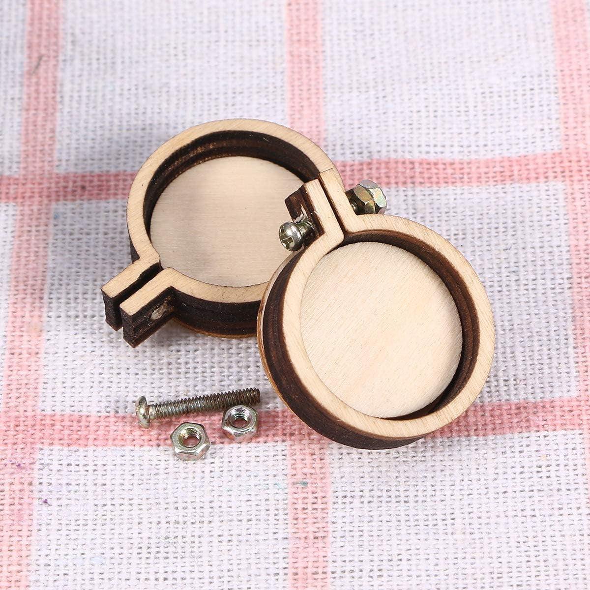 Embroidery Hoop Mini round Cross Stitch Hoop Ring Imitated Wood Display Frame for Art Craft Handy Sewing and Hanging 10 Pcs WoodArtSupply