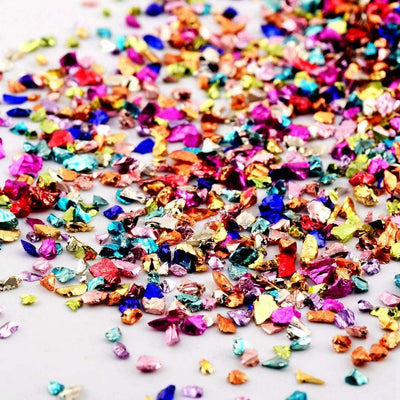 Crushed Glass Irregular Metallic Chips Sprinkles Chunky Glitter Multicolor 100G 2-4Mm for Nail Arts Craft DIY Vase Filler Epoxy Resin Mold